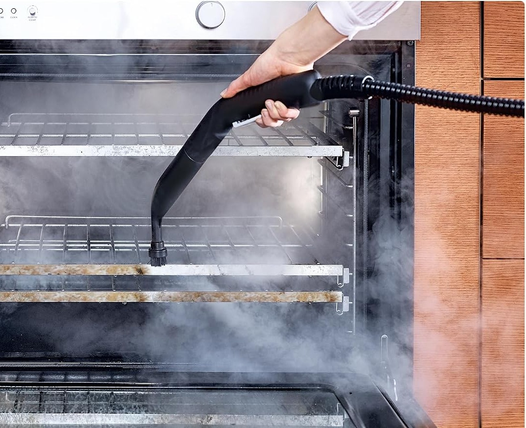 4. Sanitize Kitchen Grease and Bathroom Grime with a Pressurized Handheld Steam Cleaner