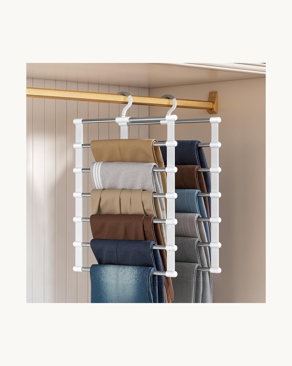 4. Hang Five Pairs of Trousers in the Space of One with Non-Slip S-Type Hangers