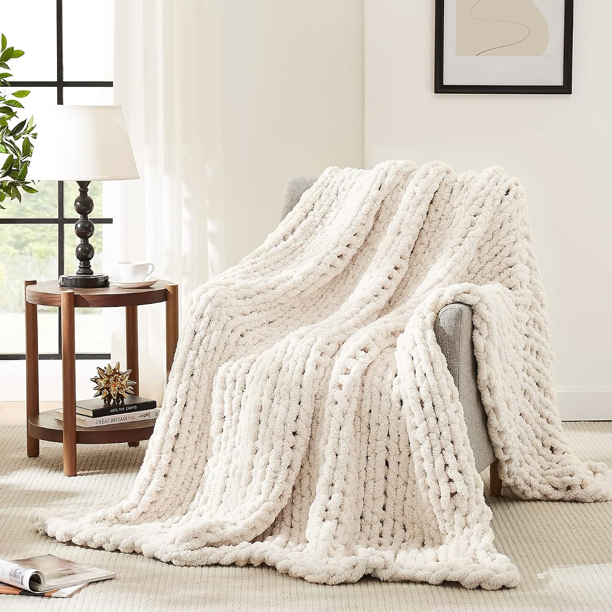 1. Layer Tactile Warmth Over Sofas with a Super-Soft Chunky Chenille Throw