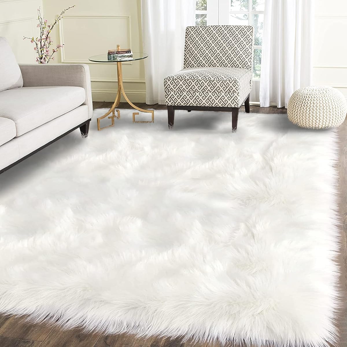 3. Warm Up Cold Hardwood Floors with an Ultra-Plush Faux Sheepskin Accent