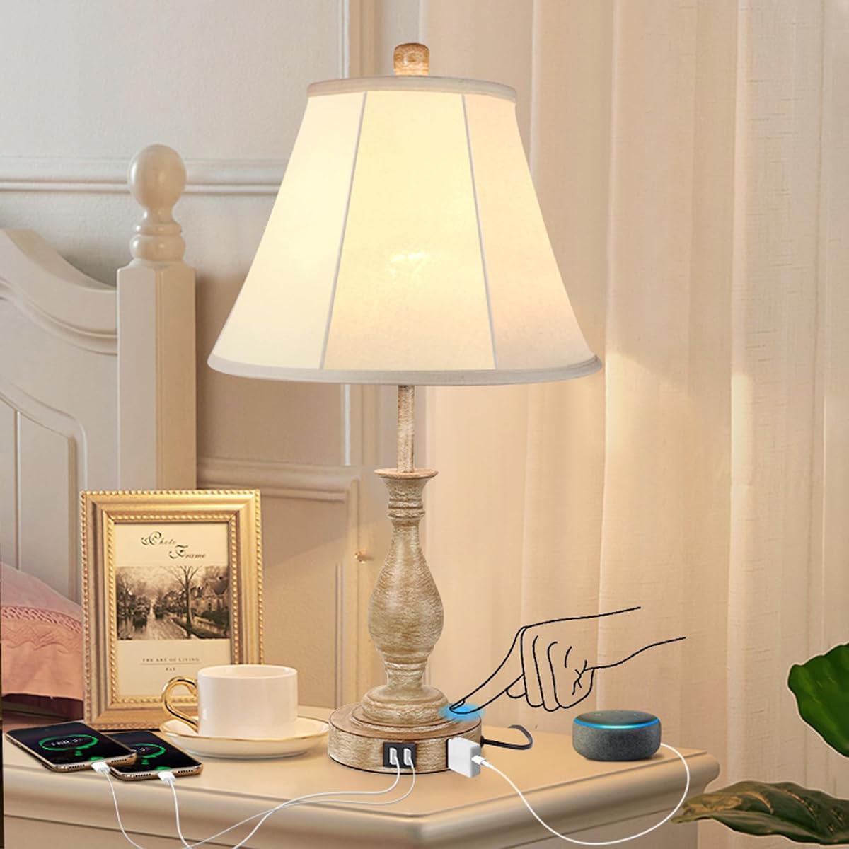 4. Create Intimate Pool Lighting with a Dimmable Linen Accent Lamp