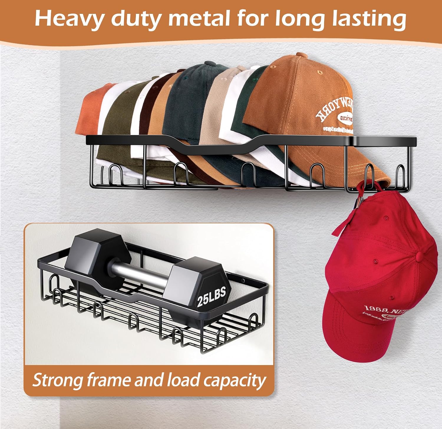 9. Keep Baseball Caps and Hats in Mint Shape with a Vertical Metal Wall Organizer