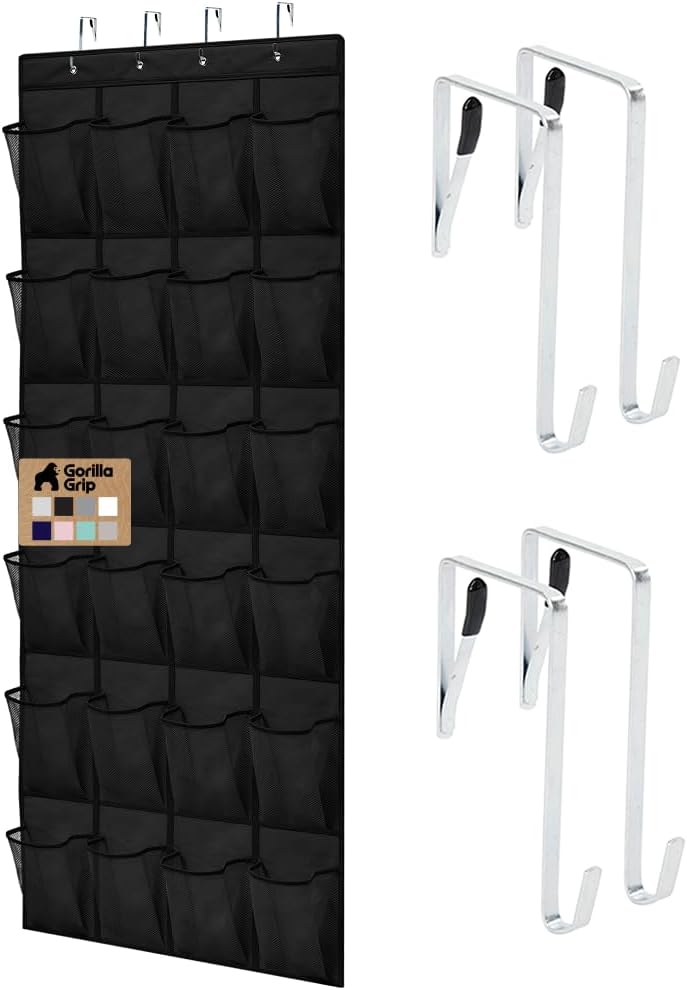 8. Utilize Dead Door Space for Shoes & Accessories with a 24-Pocket Hanging Rack