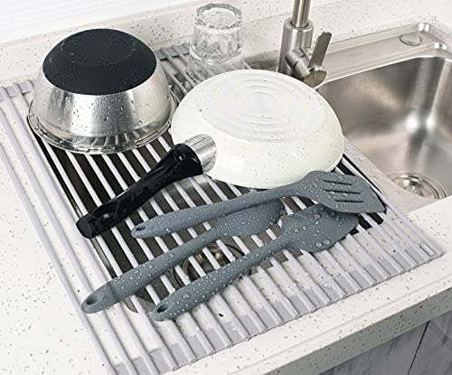 2. Free Up Counter Dish Racks with an Over-the-Sink Roll-Up Silicone Grid