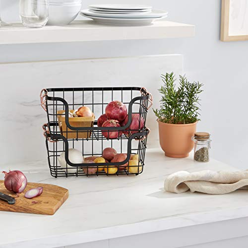 8. Keep Onions, Potatoes, and Fruit Aerated in Stackable Metal Wire Baskets