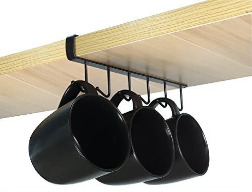 9. Free Up Crowded Cupboard Shelves with Under-Cabinet Hanging Mug Hooks