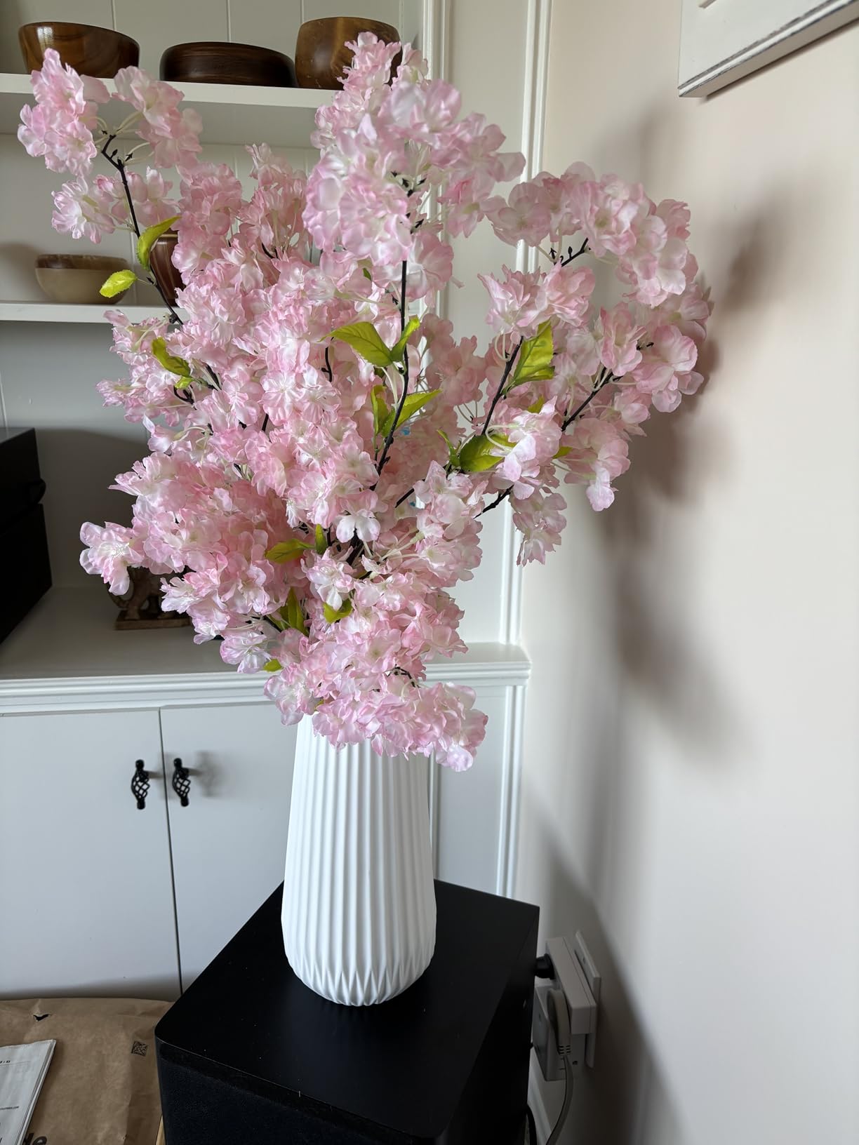 1. Add Sculptural Texture to Side Tables with a Modern Fluted Ribbed Ceramic Vase