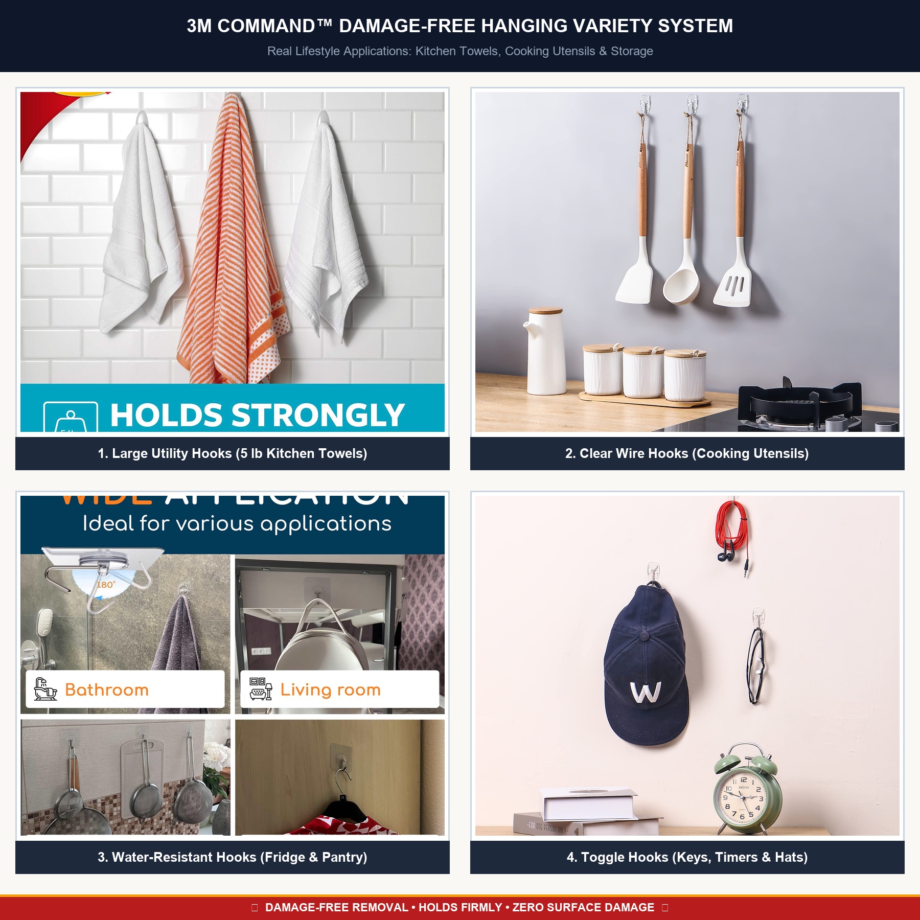 10. Hang Towels and Measuring Spoons Damage-Free with Utility Magnetic Hooks