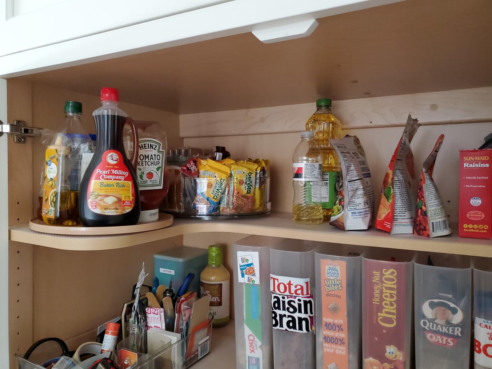 2. Eliminate Forgotten Back-Corner Jars with a 360° Rotating Lazy Susan