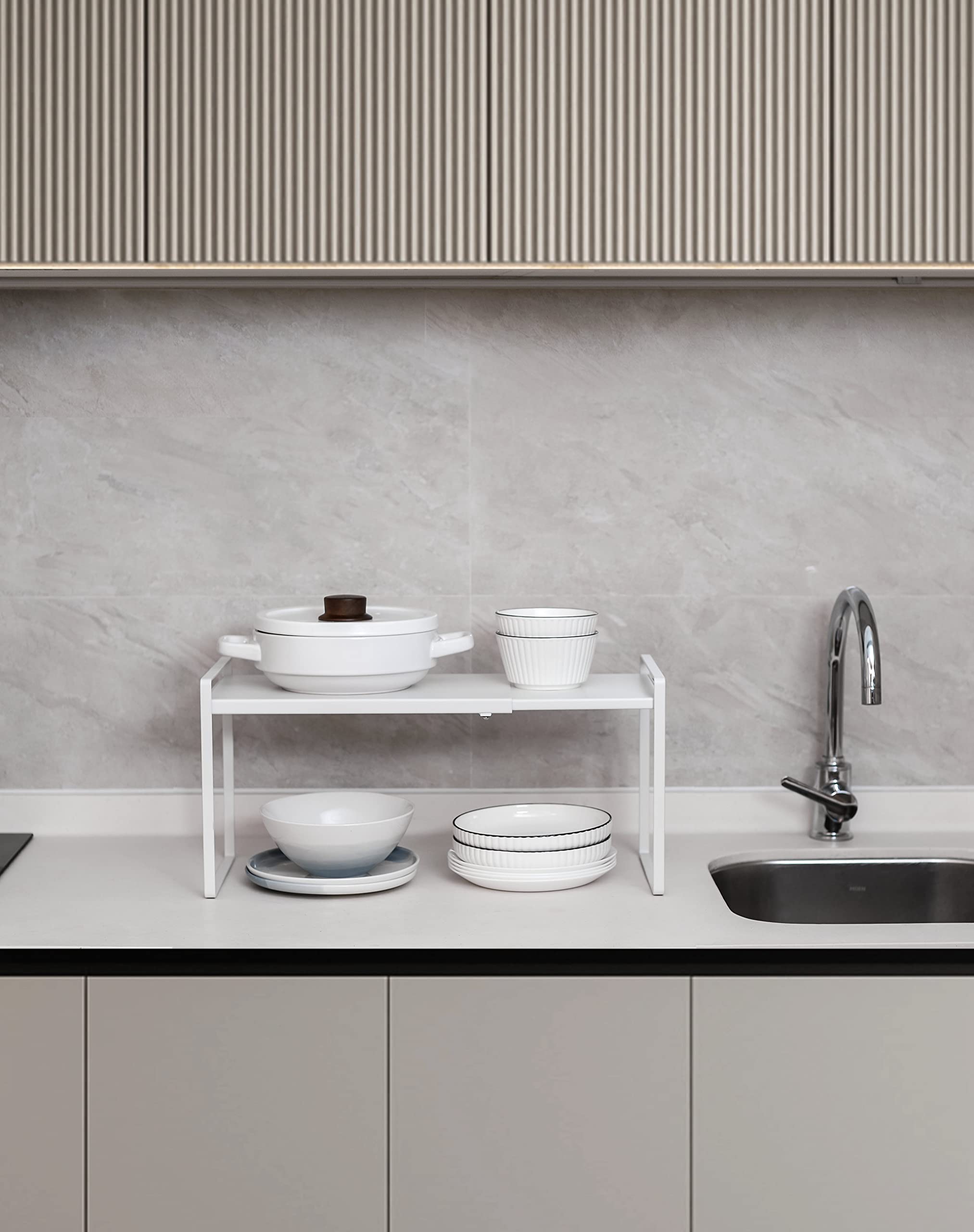 4. Double Refrigerator Shelf Heights with an Expandable Sturdy Riser