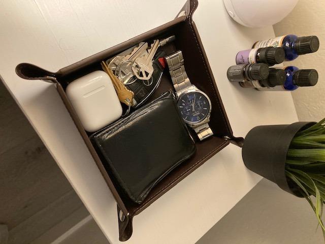 3. Corrals Everyday Carry Gear in a Sleek Leather EDC Valet Tray