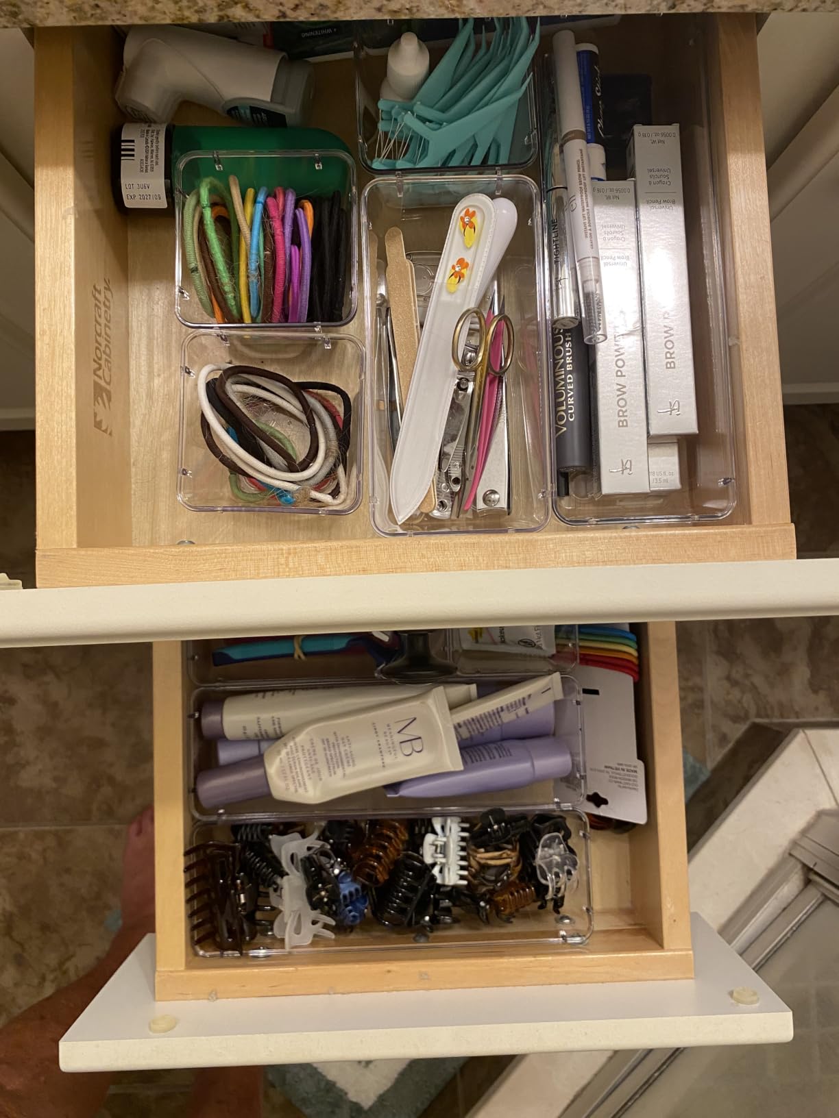 4. Subdivide Deep Nightstand Drawers with Modular Clear Organizers
