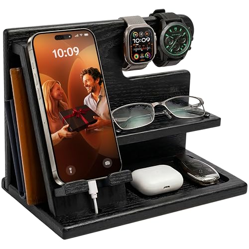6. Elevate Your Tech Display with a Solid Wood Bedside Docking Station
