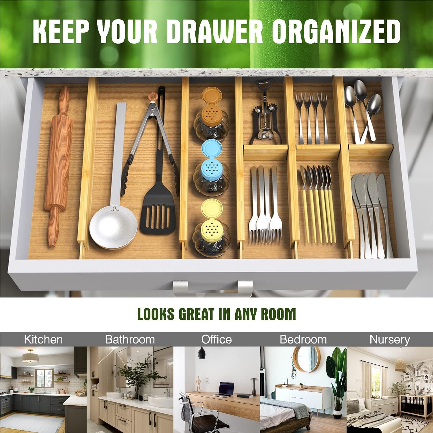 bamboo drawer dividers organizing utensils