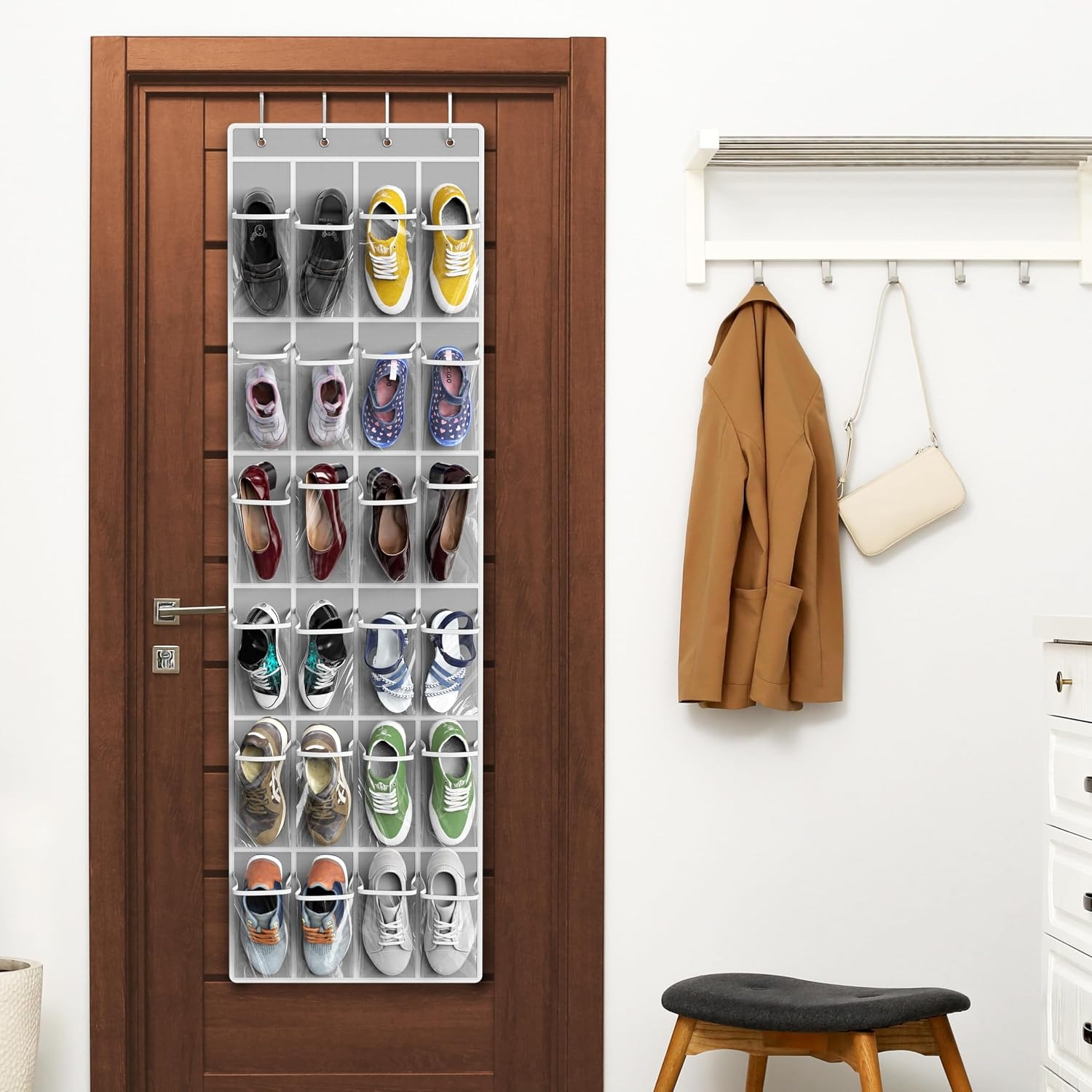 over-the-door shoe organizer with pockets