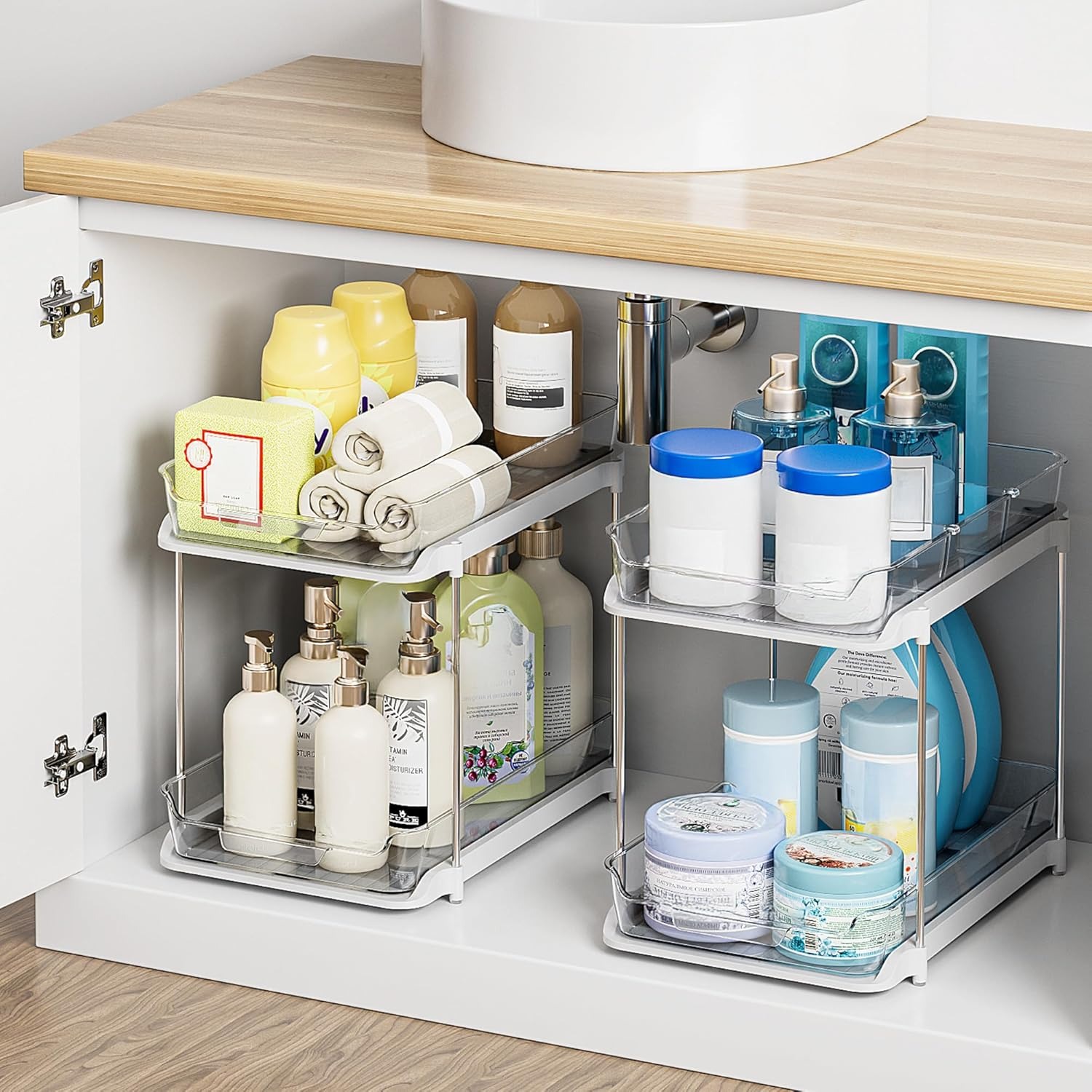 two-tier slide out under sink organizer