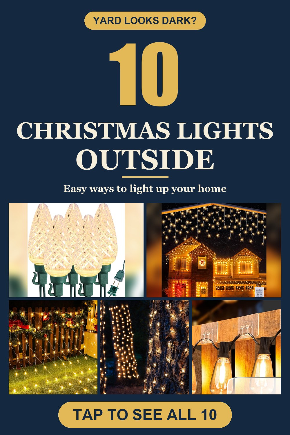 10 christmas lights outside pin with photos of products from the post