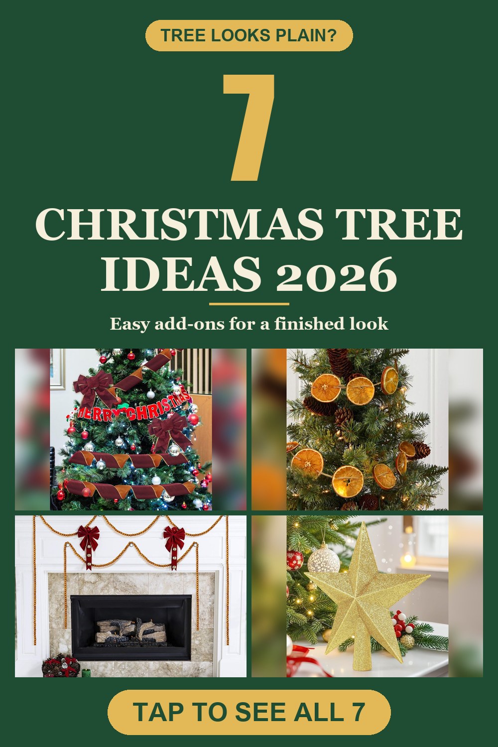 7 christmas tree ideas 2026 pin with photos of products from the post