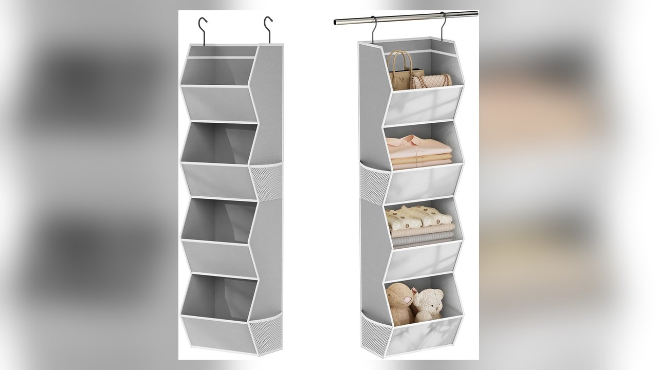 hanging closet organizer with mesh pockets
