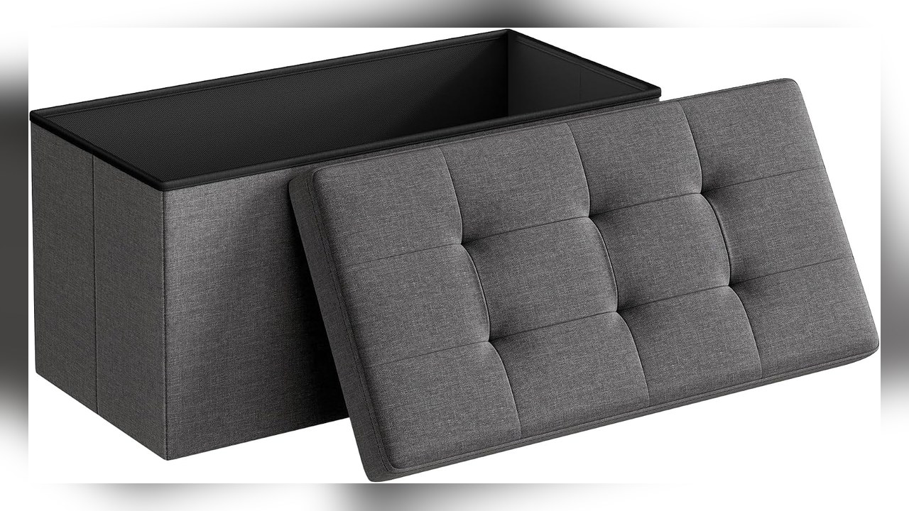 SONGMICS 30 inch folding storage ottoman bench