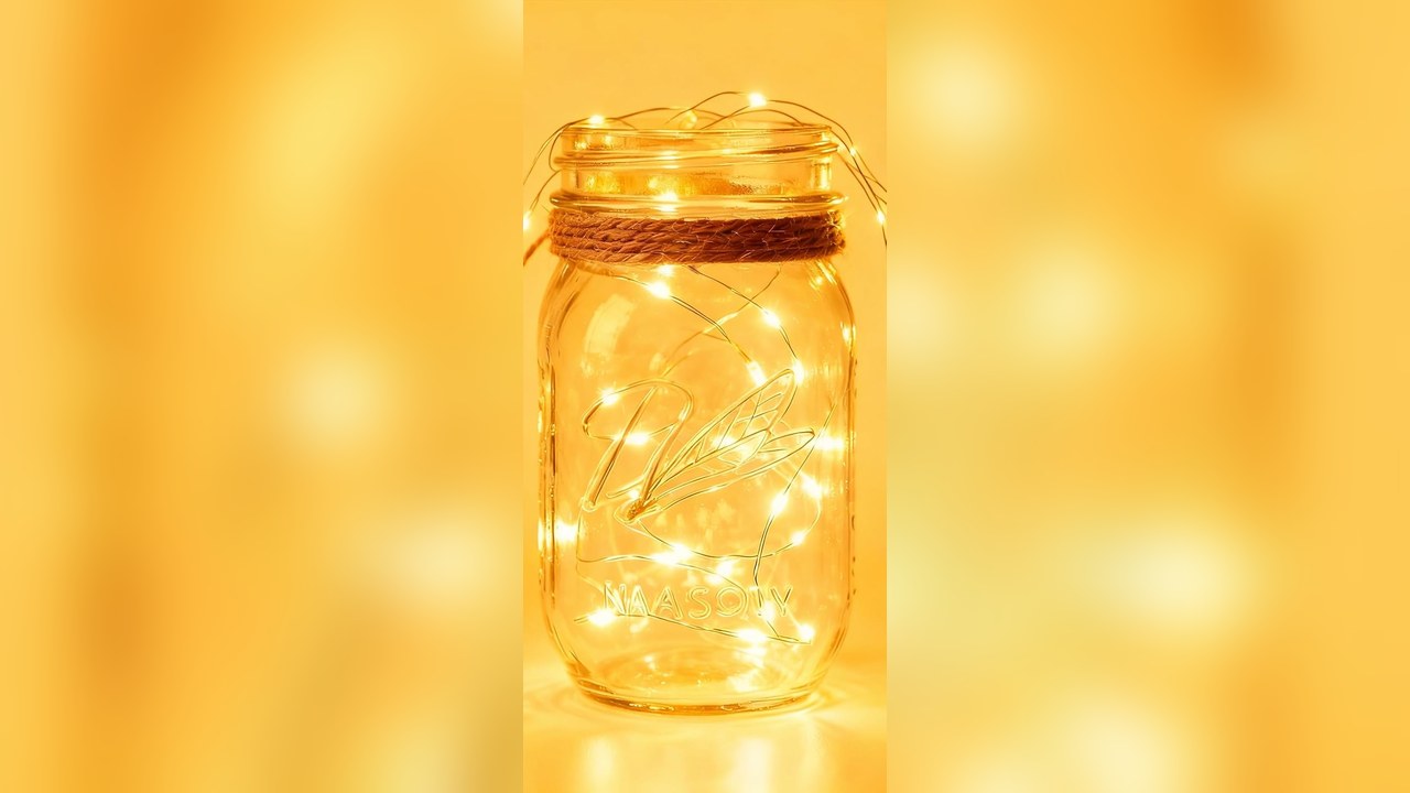 Battery fairy lights inside a mason jar