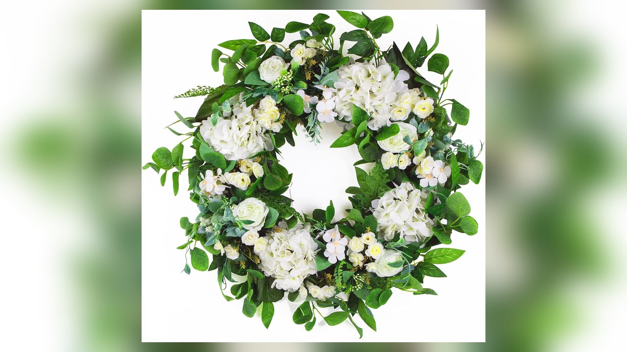 24 inch large white hydrangea spring wreath