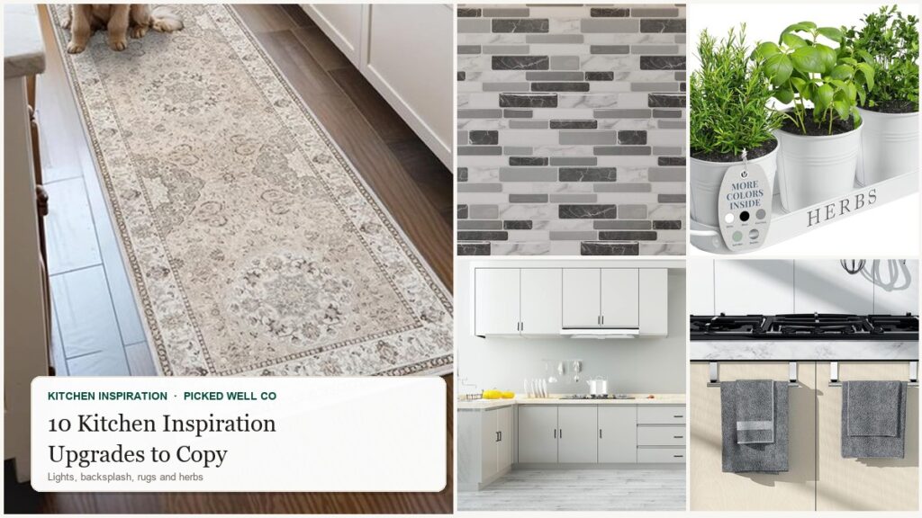 10 kitchen inspiration upgrades to copy: runner, backsplash, herbs and towel bars