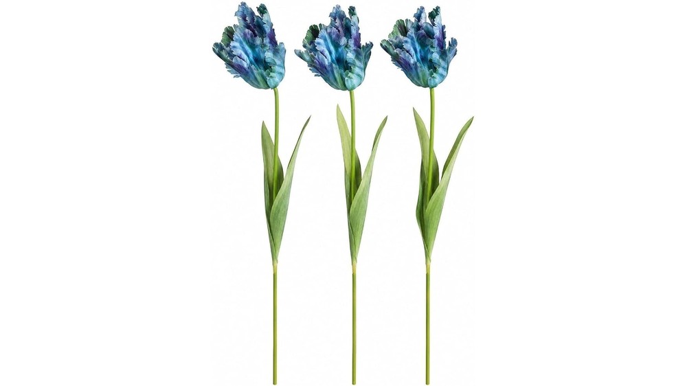 27 inch blue faux parrot tulips set of 3
