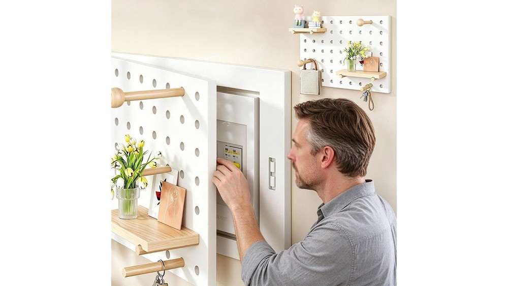 Decorative Breaker Box Cover, Wooden Electrical Panel Cover, Pegboard Panel