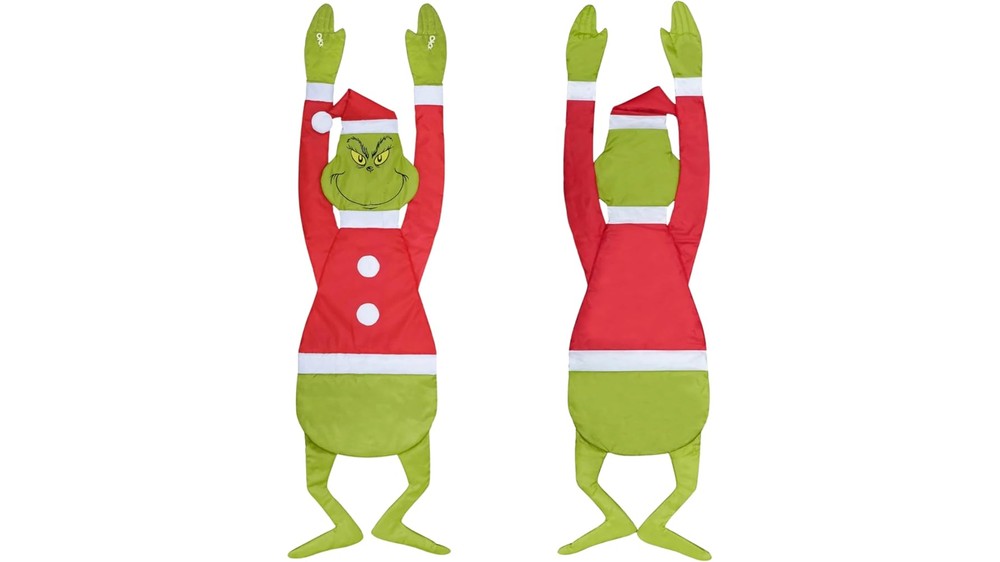 Dr. Seuss Grinch life size 60 inch door hanger hanging upside down