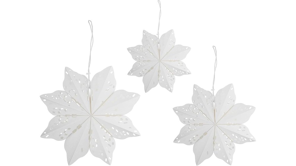 3 piece paper snowflake lanterns for window hanging