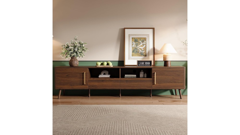 78-inch TV Stand for TVs Up To 85 Inches, Soft-Close Doors, Open Shelf