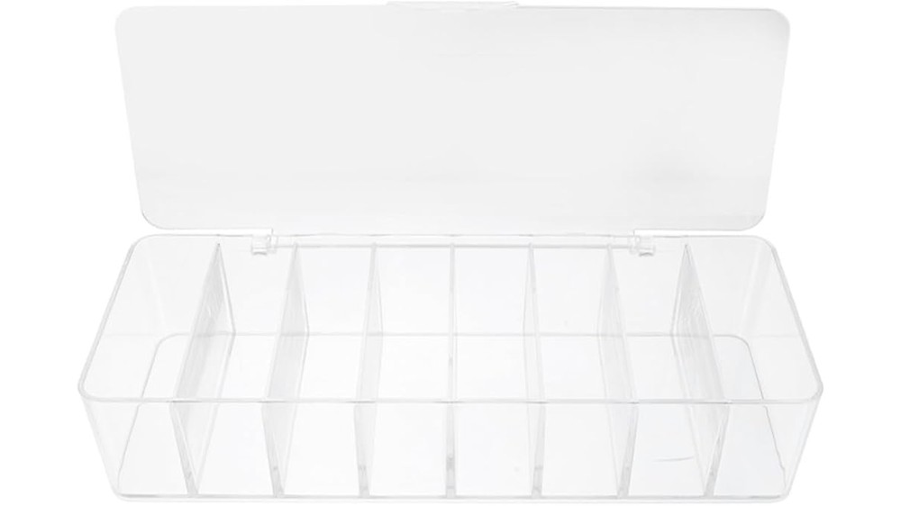 Plastic Cable Organizer Box with Lid, 8 Compartments