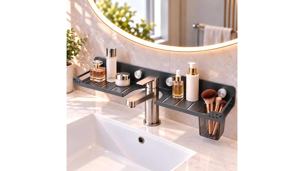 Bathroom Sink Shelf Over Faucet, No Drill, 23.6 Inch