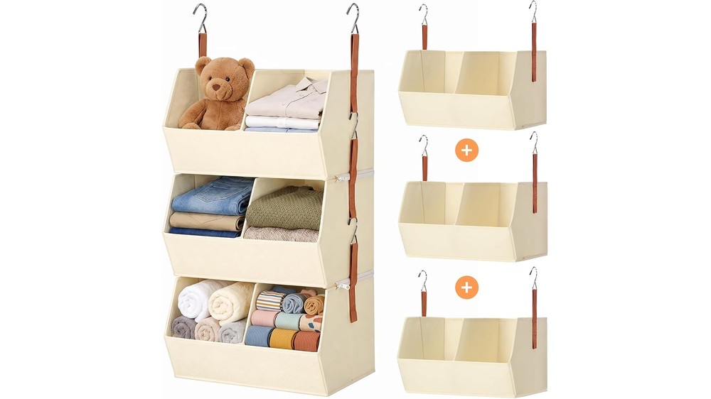 YECAYE 3-Shelf Hanging Closet Organizer, 3-in-1 Hanging Shelves