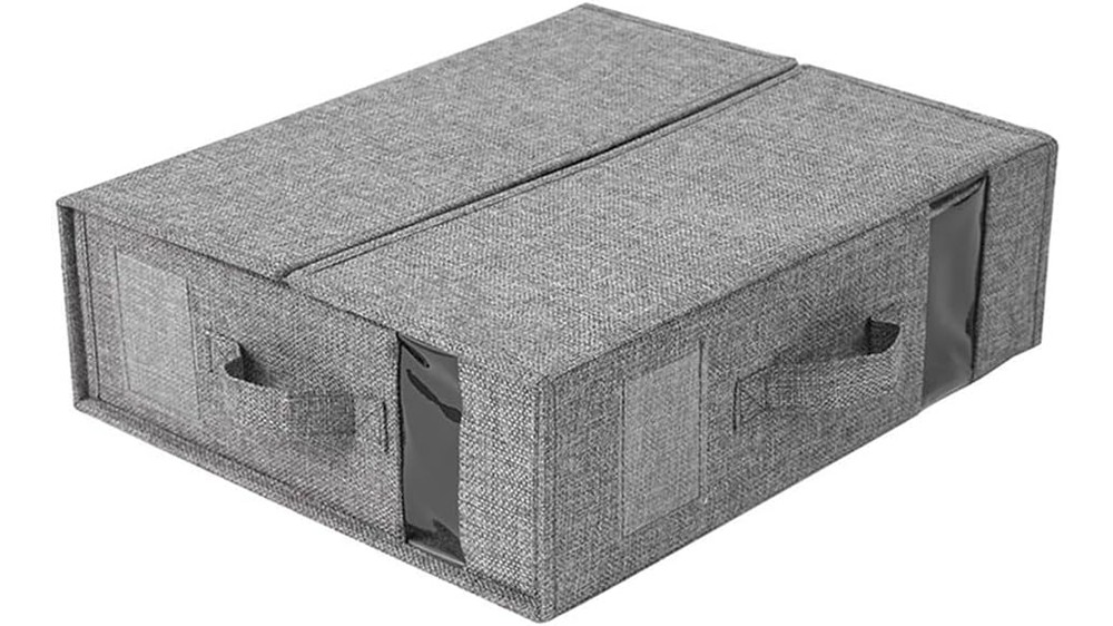 Bed Sheet Storage Box for Linen Closet with Label Cards Gray Color