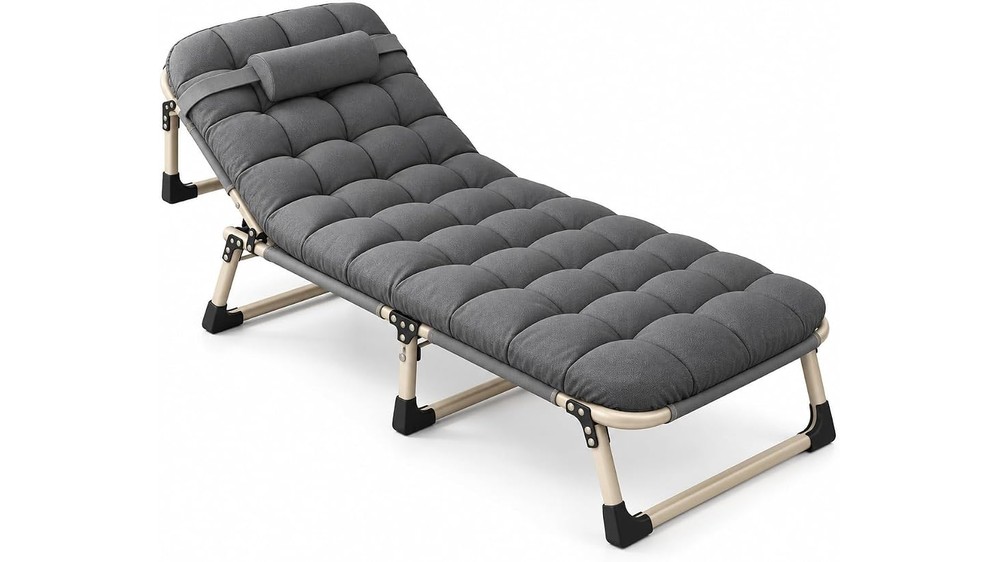 Folding Guest Bed with Padded Mattress and Headrest