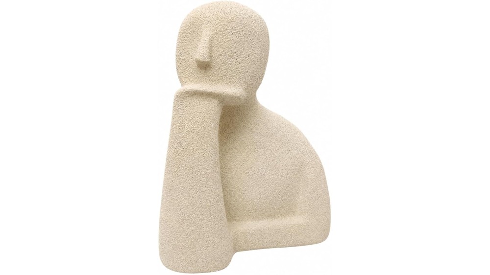 Modern Beige Abstract Thinker Statue