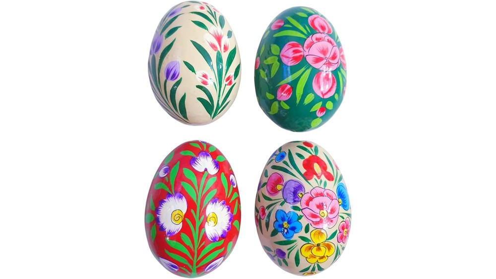 hand painted wooden Easter eggs set of 4