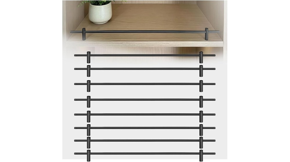 Metal shelf guard rails anti-fall tipping rail kit for cabinets