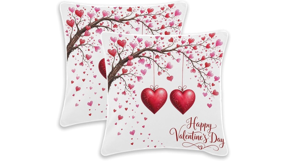 Valentine hearts throw pillow covers 18x18 set of 2