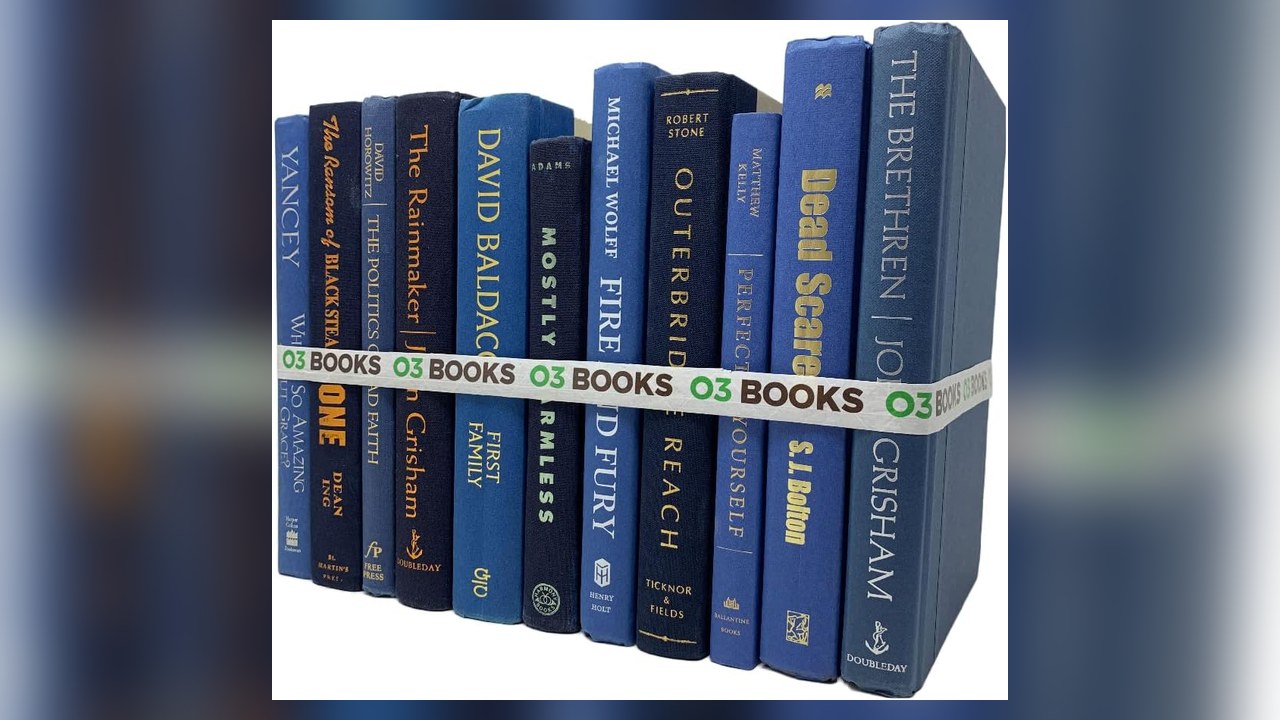 blue decorative hardcover books