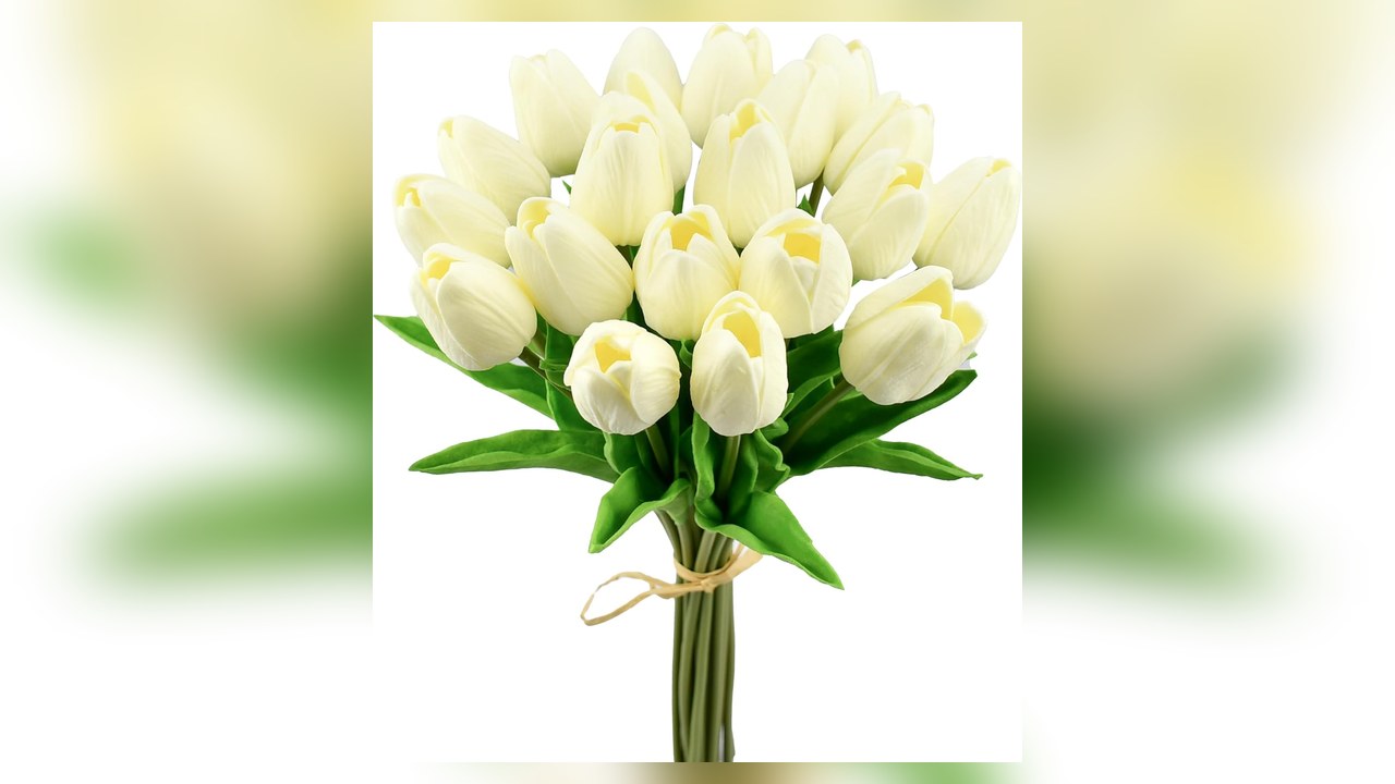 Mandy's 20 stems cream artificial tulips
