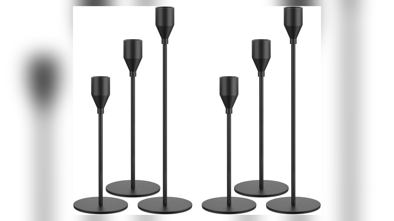 NLBTW black taper candle holders set of 6