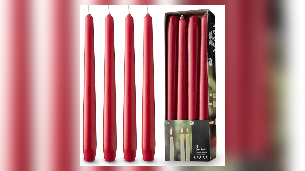 Dark red taper candles 10 inch 8 pack
