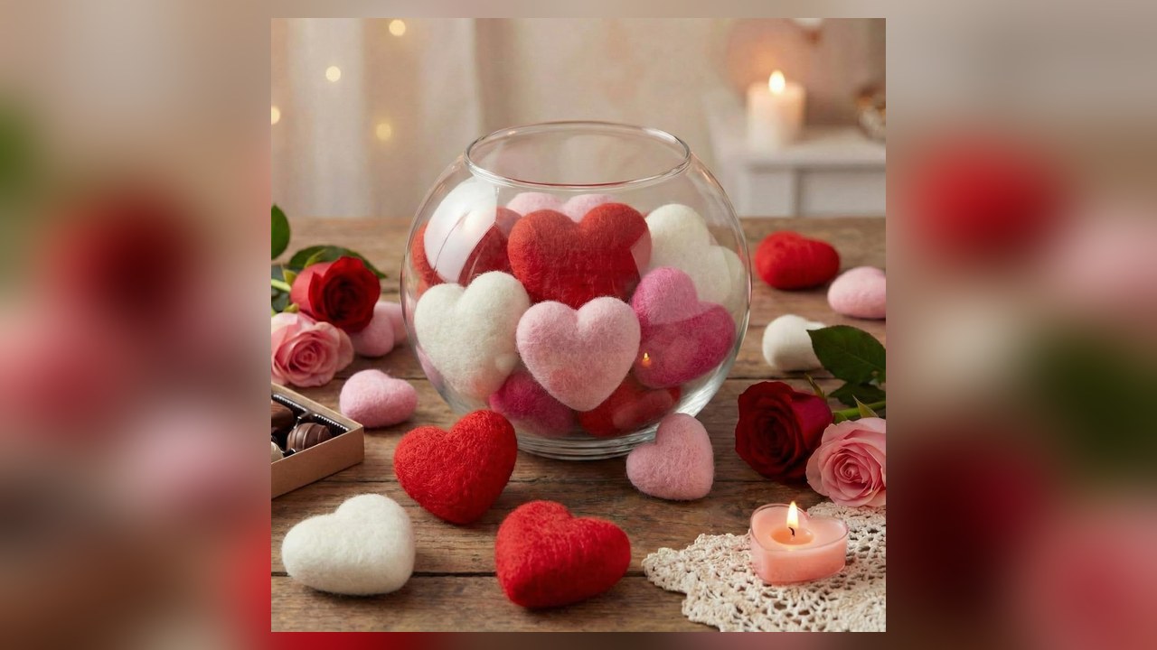 Geosar 24 piece felt heart vase filler