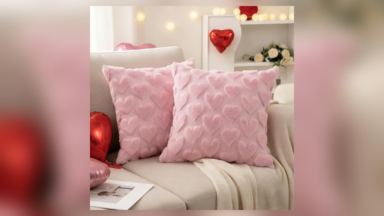 Valentines red heart pillow covers 18x18 set of 2