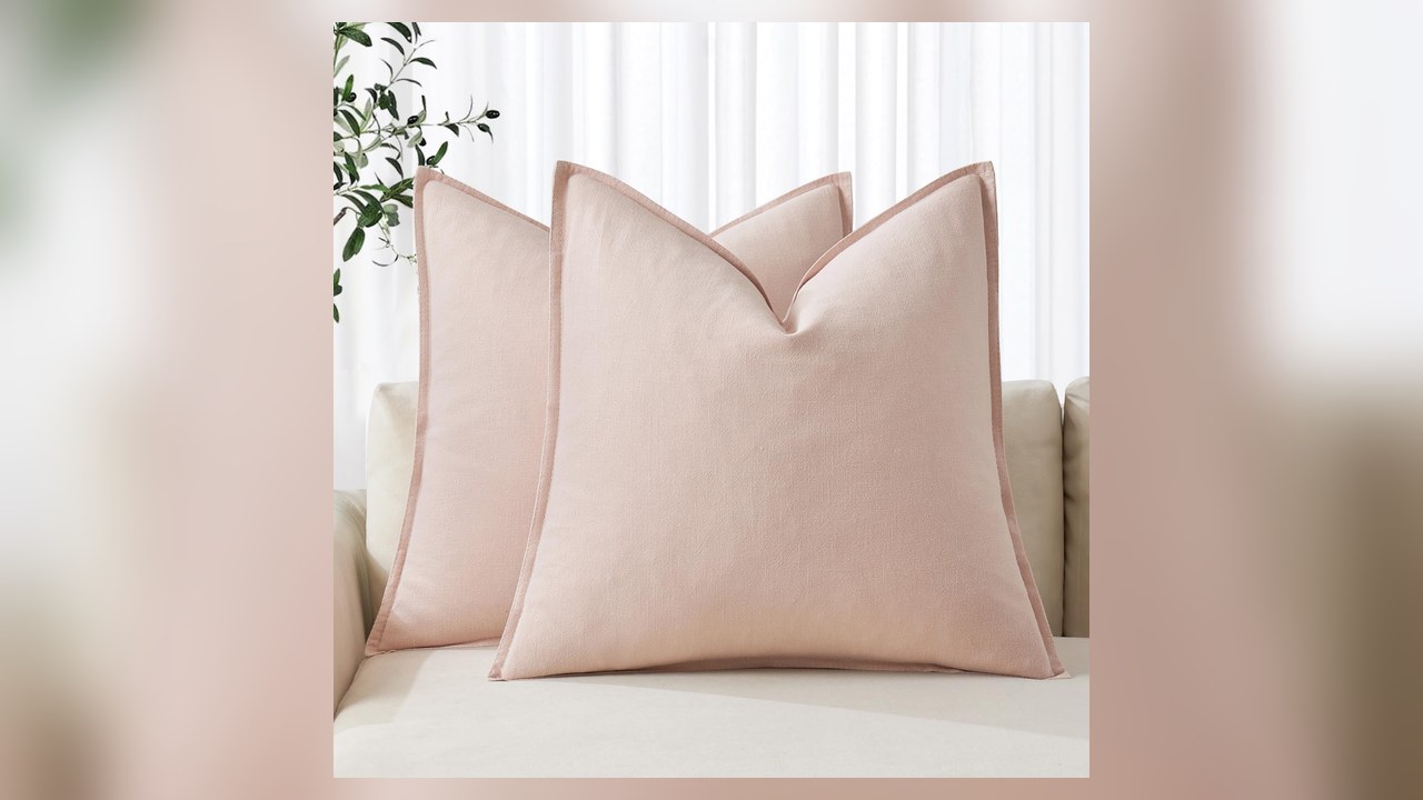 MIULEE light pink linen pillow covers 20x20