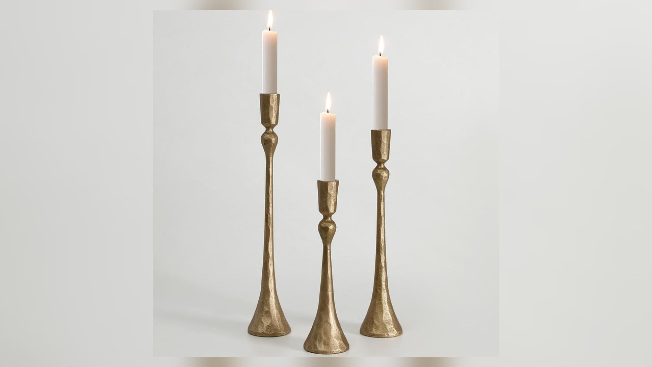 Vintage cast iron taper candle holders set of 3