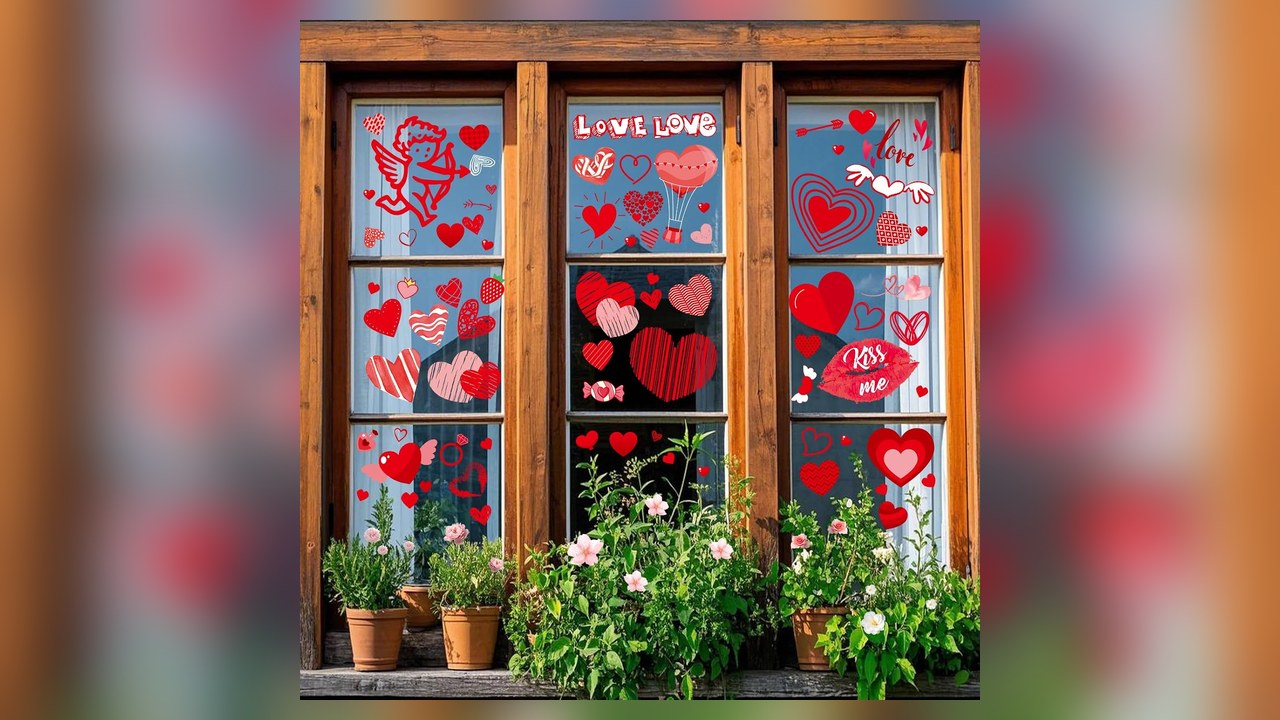 Valentines heart window clings 9 sheets